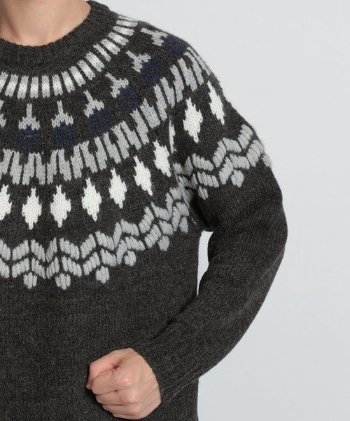 niko and...(ニコアンド)の「刺繍ノルディックプルオーバー(ニット/セーター・メンズ・ベージュ/チャコール・MEDIUM/LARGE)」の9枚目の写真