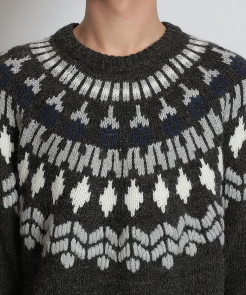 niko and...(ニコアンド)の「刺繍ノルディックプルオーバー(ニット/セーター・メンズ・ベージュ/チャコール・MEDIUM/LARGE)」の12枚目の写真