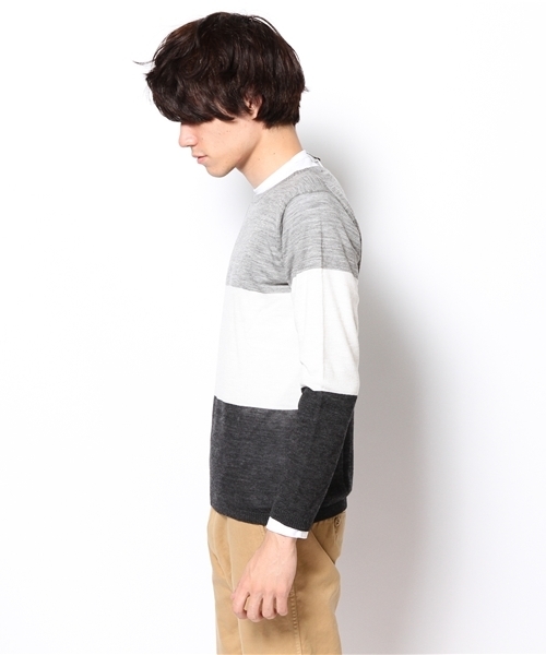 BEAUTY&YOUTH UNITED ARROWS（ビューティーアンドユースユナイテッドアローズ）の「BY パネル カラー レイヤード クルーネック カットソー◆（ニット/セーター・メンズ・グレー/コバルトブルー/ネイビー・SMALL/MEDIUM/LARGE/X-LARGE）」の5枚目の写真