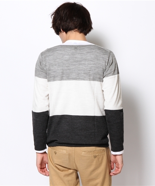 BEAUTY&YOUTH UNITED ARROWS（ビューティーアンドユースユナイテッドアローズ）の「BY パネル カラー レイヤード クルーネック カットソー◆（ニット/セーター・メンズ・グレー/コバルトブルー/ネイビー・SMALL/MEDIUM/LARGE/X-LARGE）」の6枚目の写真