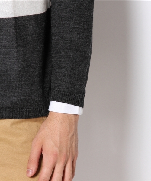 BEAUTY&YOUTH UNITED ARROWS（ビューティーアンドユースユナイテッドアローズ）の「BY パネル カラー レイヤード クルーネック カットソー◆（ニット/セーター・メンズ・グレー/コバルトブルー/ネイビー・SMALL/MEDIUM/LARGE/X-LARGE）」の9枚目の写真