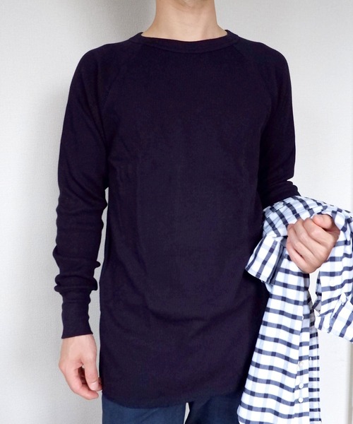 FRUIT OF THE LOOM（フルーツオブザルーム）の「FRUIT OF THE LOOM　ワッフルロンT（Tシャツ/カットソー・メンズ・ホワイト/ブラック/ネイビー/グレー・M/L）」の4枚目の写真