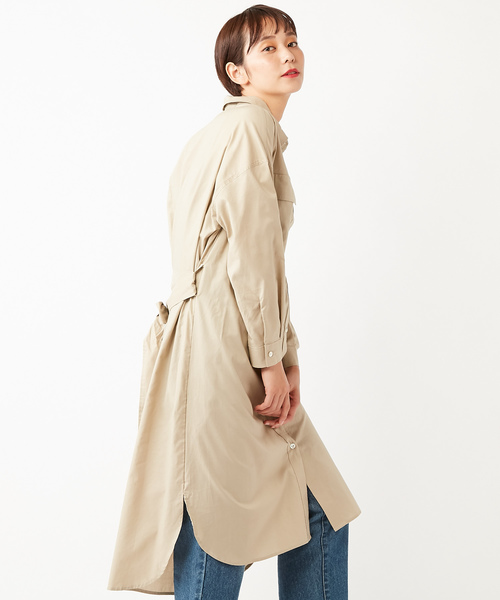 DISCOAT（ディスコート）の「とろみミリタリーシャツワンピース/スプリングコート（シャツワンピース・レディース・オフホワイト/ベージュ/カーキ・FREE）」の3枚目の写真