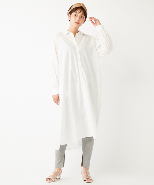 DISCOAT（ディスコート）の「とろみミリタリーシャツワンピース/スプリングコート（シャツワンピース・レディース・オフホワイト/ベージュ/カーキ・FREE）」の7枚目の写真