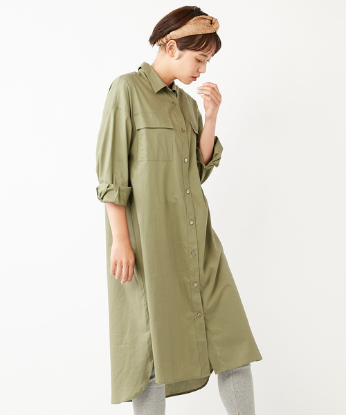 DISCOAT（ディスコート）の「とろみミリタリーシャツワンピース/スプリングコート（シャツワンピース・レディース・オフホワイト/ベージュ/カーキ・FREE）」の12枚目の写真