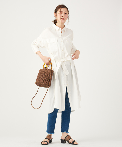 DISCOAT（ディスコート）の「とろみミリタリーシャツワンピース/スプリングコート（シャツワンピース・レディース・オフホワイト/ベージュ/カーキ・FREE）」の15枚目の写真