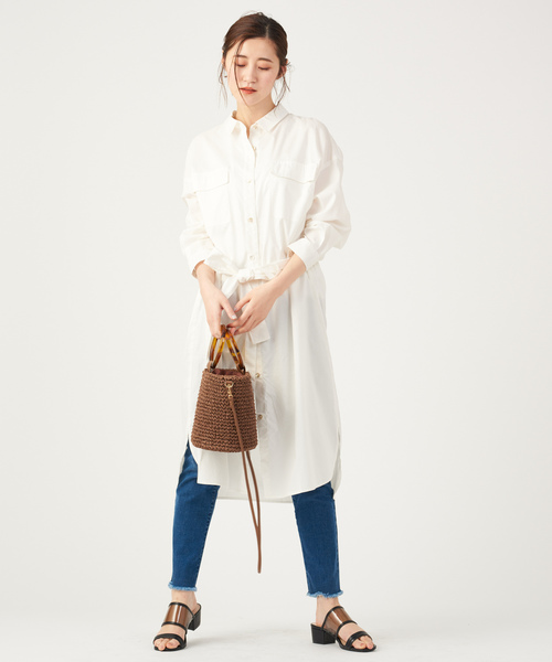 DISCOAT（ディスコート）の「とろみミリタリーシャツワンピース/スプリングコート（シャツワンピース・レディース・オフホワイト/ベージュ/カーキ・FREE）」の16枚目の写真