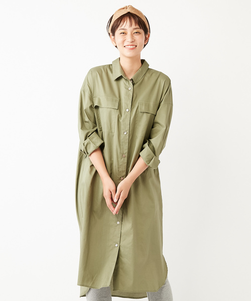 DISCOAT（ディスコート）の「とろみミリタリーシャツワンピース/スプリングコート（シャツワンピース・レディース・オフホワイト/ベージュ/カーキ・FREE）」の18枚目の写真