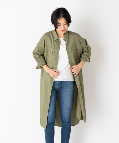 DISCOAT（ディスコート）の「とろみミリタリーシャツワンピース/スプリングコート（シャツワンピース・レディース・オフホワイト/ベージュ/カーキ・FREE）」の21枚目の写真