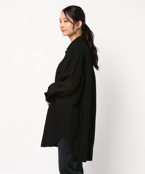 DouDou（ドゥドゥ）の「麻レーヨンBIGシャツ（シャツ/ブラウス・レディース・ブラック/ベージュ/アイボリー・FREE）」の5枚目の写真