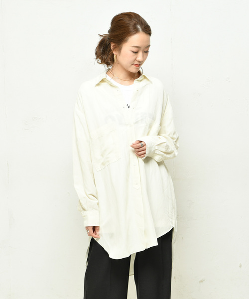 DouDou（ドゥドゥ）の「麻レーヨンBIGシャツ（シャツ/ブラウス・レディース・ブラック/ベージュ/アイボリー・FREE）」の21枚目の写真