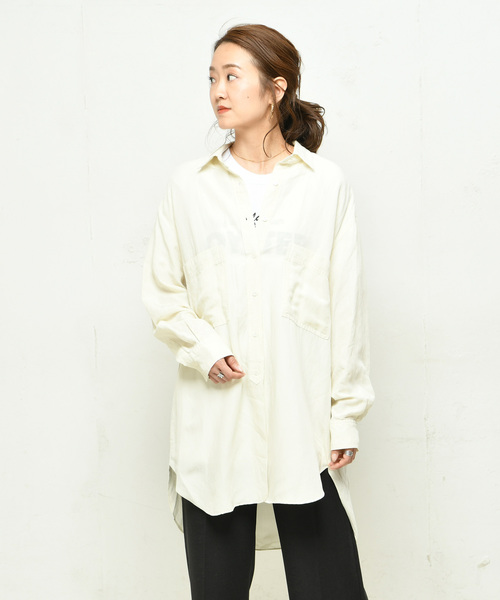 DouDou（ドゥドゥ）の「麻レーヨンBIGシャツ（シャツ/ブラウス・レディース・ブラック/ベージュ/アイボリー・FREE）」の20枚目の写真