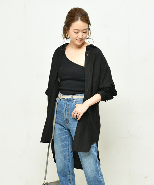 DouDou（ドゥドゥ）の「麻レーヨンBIGシャツ（シャツ/ブラウス・レディース・ブラック/ベージュ/アイボリー・FREE）」の7枚目の写真