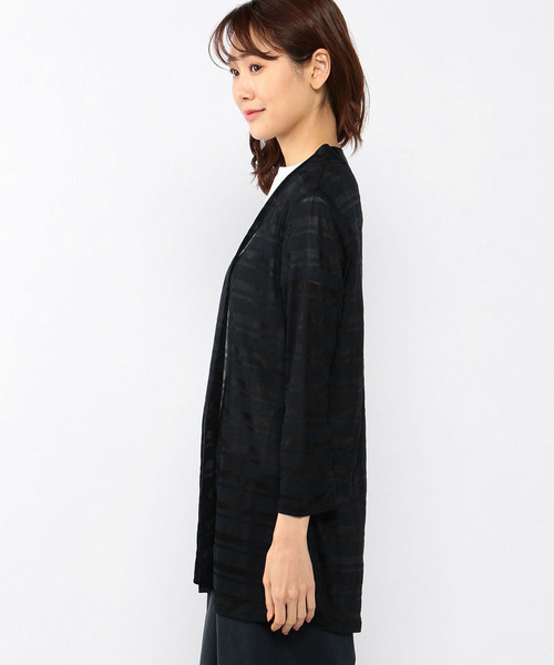 A/C DESIGN BY ALPHA CUBIC（エーシーデザインバイアルファキュービック）の「シャドーボーダーカーディガン（カーディガン/ボレロ・レディース・ライトグレー/ネイビー/オフホワイト/サックスブルー・M size/L size）」の5枚目の写真