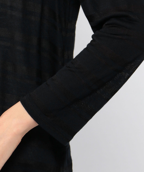 A/C DESIGN BY ALPHA CUBIC（エーシーデザインバイアルファキュービック）の「シャドーボーダーカーディガン（カーディガン/ボレロ・レディース・ライトグレー/ネイビー/オフホワイト/サックスブルー・M size/L size）」の8枚目の写真