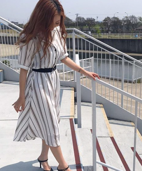 one way（ワンウェイ）の「ストライプ開襟OP（シャツワンピース）」 - WEAR