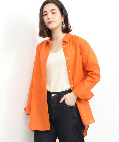 SALON adam et rope'（サロン アダム エ ロペ）の「コットン麻ローンシャツ（シャツ/ブラウス・レディース・ベージュ/オレンジ・FREE）」の2枚目の写真