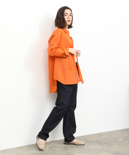 SALON adam et rope'（サロン アダム エ ロペ）の「コットン麻ローンシャツ（シャツ/ブラウス・レディース・ベージュ/オレンジ・FREE）」の4枚目の写真