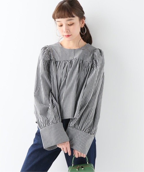 JOURNAL STANDARD(ジャーナルスタンダード)の「【TOIT VOLANT】BABYDOLL OVER SIZE CUFF:ギンガムブラウス(シャツ/ブラウス・レディース・ブラック・MEDIUM)」の1枚目の写真