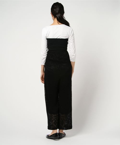 TEVALT（ヴァレット）の「レースニット テレコ2wayワイドパンツ 65070（その他パンツ・レディース・キナリ/ブラック・38）」の3枚目の写真