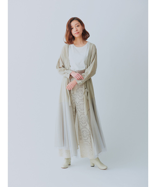 TEVALT（ヴァレット）の「レースニット テレコ2wayワイドパンツ 65070（その他パンツ・レディース・キナリ/ブラック・38）」の11枚目の写真