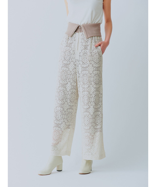 TEVALT（ヴァレット）の「レースニット テレコ2wayワイドパンツ 65070（その他パンツ・レディース・キナリ/ブラック・38）」の12枚目の写真