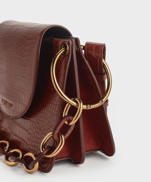 CHARLES & KEITH(チャールズ & キース)の「クロックエフェクト チャンキーチェーンバッグ / Croc-Effect Chunky Chain Bag(ショルダーバッグ・レディース・ブラック/バーガンディー/マルチ/タン・M)」の11枚目の写真