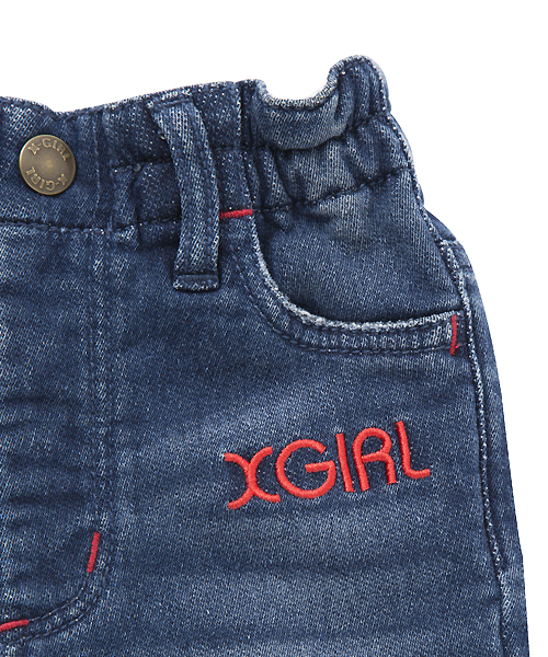 X-girl Stages（エックスガールステージス）の「【VERY(ベリー)11月号掲載商品】COMFY  DENIM  SKINNY  PANT (4T～7T)/ デニム（デニムパンツ・キッズ・インディゴブルー/ライトインディゴブルー・6T/5T/7T/4T）」の8枚目の写真
