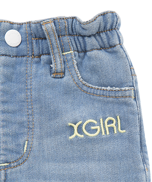 X-girl Stages（エックスガールステージス）の「【VERY(ベリー)11月号掲載商品】COMFY  DENIM  SKINNY  PANT (4T～7T)/ デニム（デニムパンツ・キッズ・インディゴブルー/ライトインディゴブルー・6T/5T/7T/4T）」の4枚目の写真