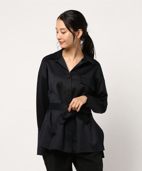 美品 プルミエアロンディスモン ウールサテンブラウス ウールサテンシャツ】｜1er Arrondissement（プルミエ アロンディス