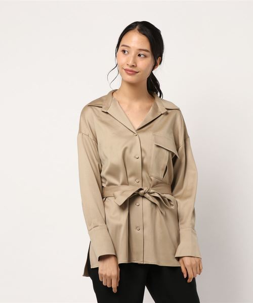 美品 プルミエアロンディスモン ウールサテンブラウス ウールサテンシャツ】｜1er Arrondissement（プルミエ アロンディス