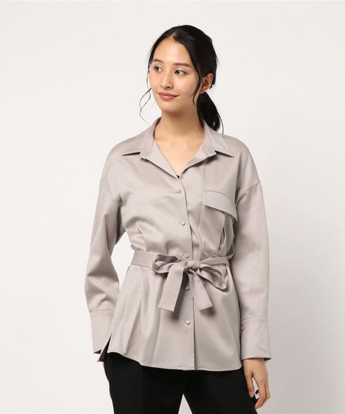 1er Arrondissement（プルミエアロンディスモン）の「ウールサテンシャツ（シャツ/ブラウス・レディース・ネイビー/ピンク系その他/キャメル・38/36）」の3枚目の写真