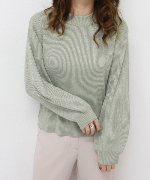 PairPair（ペアペア）の「袖ボリュームラメニット（ニット/セーター・レディース・ライトグリーン/ピンク系その他/ライトベージュ・FREE）」の6枚目の写真