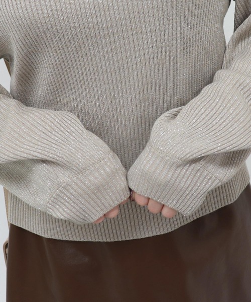 PairPair（ペアペア）の「袖ボリュームラメニット（ニット/セーター・レディース・ライトグリーン/ピンク系その他/ライトベージュ・FREE）」の7枚目の写真