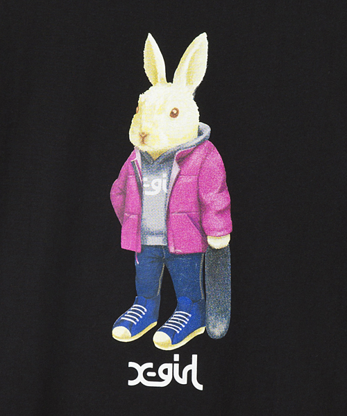 X-girl（エックスガール）の「ANIMAL STUDENTS S/S MENS TEE（Tシャツ/カットソー・レディース・ホワイト/ブラック/ネイビー・MEDIUM/LARGE）」の7枚目の写真