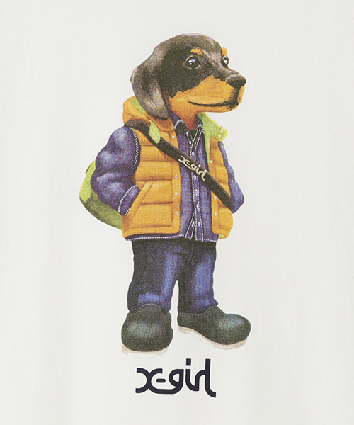 X-girl（エックスガール）の「ANIMAL STUDENTS S/S MENS TEE（Tシャツ/カットソー・レディース・ホワイト/ブラック/ネイビー・MEDIUM/LARGE）」の9枚目の写真