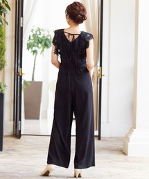 Fashion Letter | バックリボンレースショルダー結婚式オールインワンパンツドレス(パンツドレス)