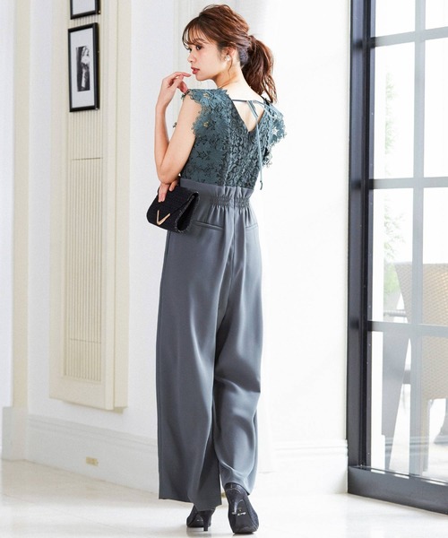 Fashion Letter（ファッションレター）の「バックリボンレースショルダー結婚式オールインワンパンツドレス（パンツドレス・レディース・ブラック/モカ/ダークカーキ・M）」の12枚目の写真