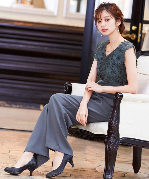 Fashion Letter（ファッションレター）の「バックリボンレースショルダー結婚式オールインワンパンツドレス（パンツドレス・レディース・ブラック/モカ/ダークカーキ・M）」の16枚目の写真