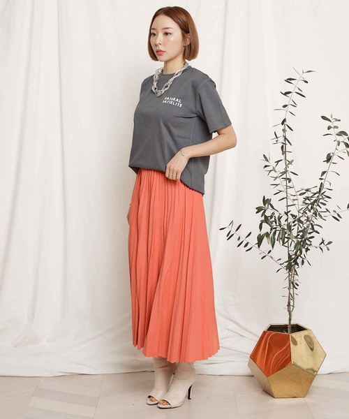 miniyu（ミニュウ）の「【WEB限定】”ゆるふわ”プリーツ・ロングスカート（スカート・レディース・ベージュ/ブラック/ピンク/グレイッシュベージュ・FREE）」の21枚目の写真