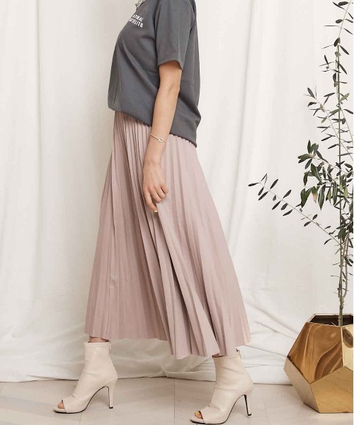 miniyu（ミニュウ）の「【WEB限定】”ゆるふわ”プリーツ・ロングスカート（スカート・レディース・ベージュ/ブラック/ピンク/グレイッシュベージュ・FREE）」の17枚目の写真