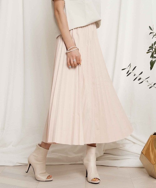 miniyu（ミニュウ）の「【WEB限定】”ゆるふわ”プリーツ・ロングスカート（スカート・レディース・ベージュ/ブラック/ピンク/グレイッシュベージュ・FREE）」の6枚目の写真