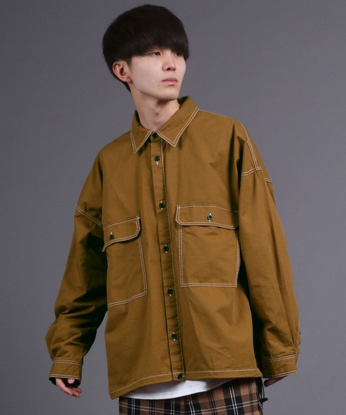 SITRY（シトリー）の「Oversize Code CPO Jacket/オーバーサイズ コード付き CPOシャツジャケット（シャツ/ブラウス・メンズ・ブラック/ブラック系その他/ベージュ/ブラウン/ブルー/ブラウン系その他/ベージュ系その他/ベージュ系その他2/ブラウン系その他2・M/L）」の18枚目の写真