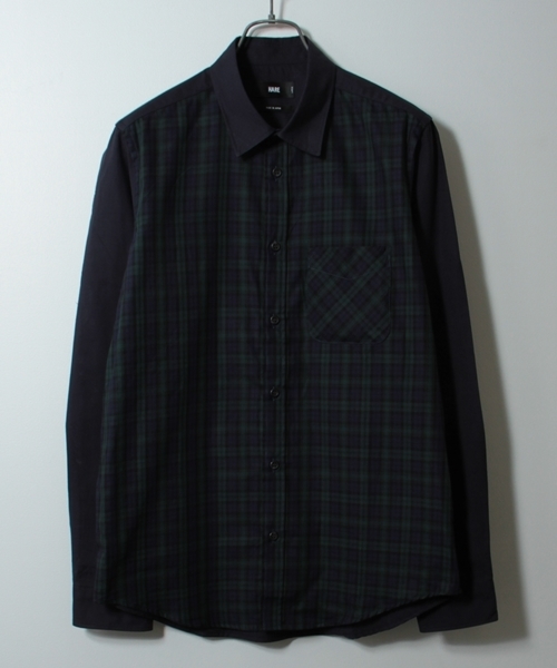 HARE（ハレ）の「フロントキリカエシャツ【HARE】（シャツ/ブラウス・メンズ・グレー/ネイビー/オフホワイト/ブルー系その他/ホワイト/グレー系その他・MEDIUM/SMALL/LARGE）」の5枚目の写真