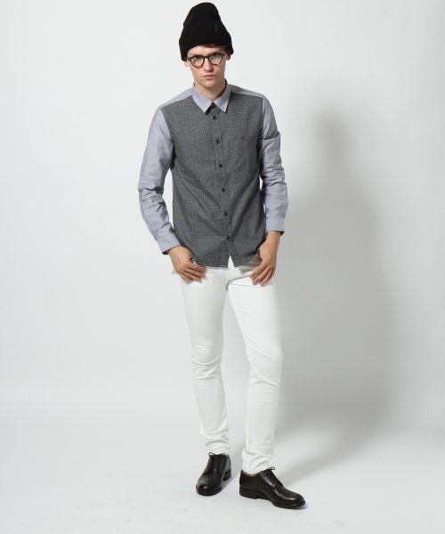 HARE（ハレ）の「フロントキリカエシャツ【HARE】（シャツ/ブラウス・メンズ・グレー/ネイビー/オフホワイト/ブルー系その他/ホワイト/グレー系その他・MEDIUM/SMALL/LARGE）」の16枚目の写真