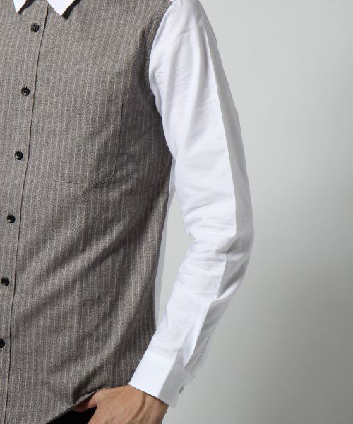 HARE（ハレ）の「フロントキリカエシャツ【HARE】（シャツ/ブラウス・メンズ・グレー/ネイビー/オフホワイト/ブルー系その他/ホワイト/グレー系その他・MEDIUM/SMALL/LARGE）」の19枚目の写真