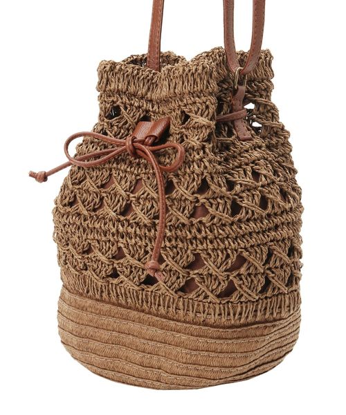 dazzlin（ダズリン）の「ストロー巾着バッグ（ハンドバッグ・レディース・ブラウン/ベージュ・FREE）」の4枚目の写真