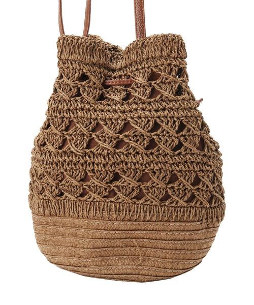 dazzlin（ダズリン）の「ストロー巾着バッグ（ハンドバッグ・レディース・ブラウン/ベージュ・FREE）」の3枚目の写真