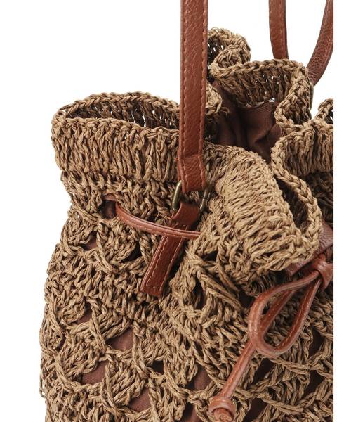 dazzlin（ダズリン）の「ストロー巾着バッグ（ハンドバッグ・レディース・ブラウン/ベージュ・FREE）」の5枚目の写真