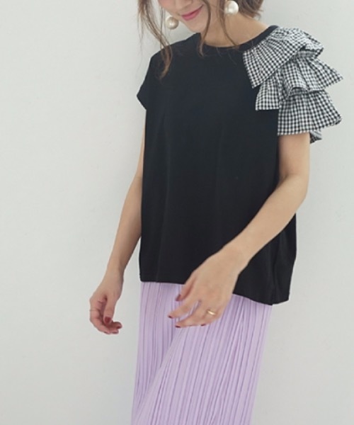セール】片方フリルTシャツ（Tシャツ/カットソー）｜M y u